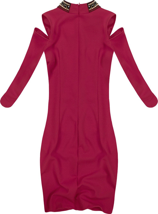 KALTE SCHULTER KLEID WEINROT (7440)