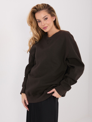 Ocieplana długa bluza basic ciemnobrązowa