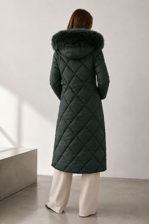 LONG WINTERJACKE MIT KAPUZE GRÜN (7688)