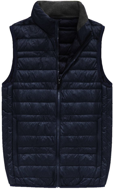 MĘSKA KAMIZELKA Z PUCHEM NATURALNYM GRANATOWA (5008)