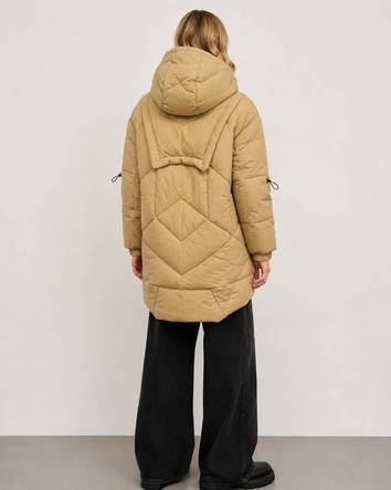 Kurtka puffer oversize z kapturem camel
