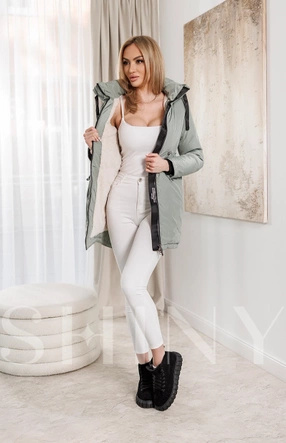 Kurtka zimowa z kapturem jasna zieleń