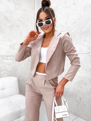 Elegancki beżowy komplet marynarka ze spodniami