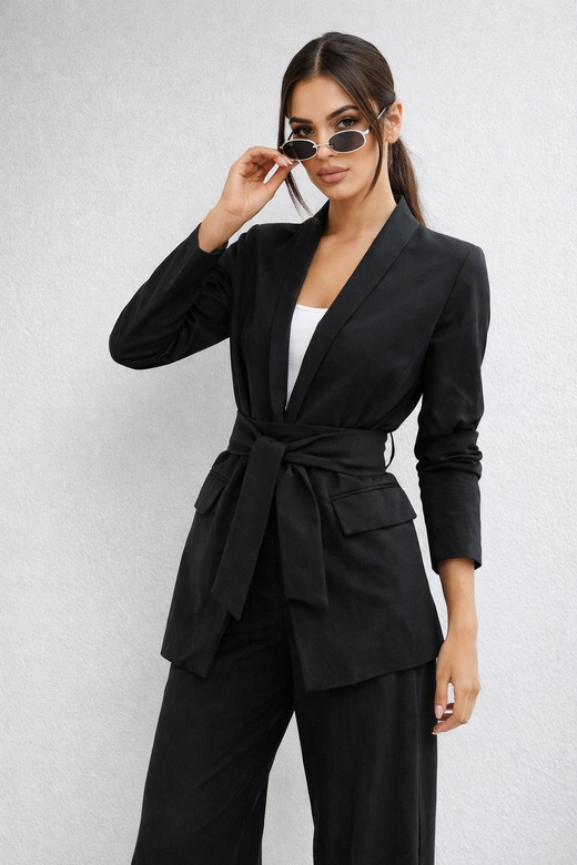 Elegancki czarny zestaw marynarka + spodnie