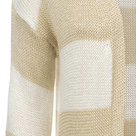 LONGPULLOVER MIT TASCHEN WEIß-BEIGE (112ART)
