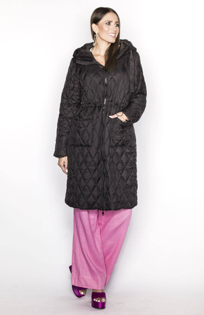 Prosta pikowana kurtka z kapturem czarna (ag6-29)