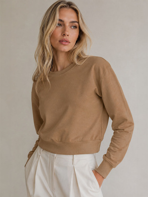 Damska cienka bluza dresowa cappuccino