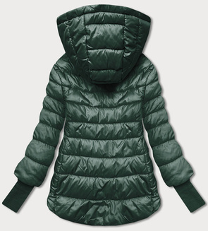 Krótka kurtka zielona z asymetrycznym dołem