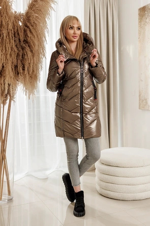 Brązowa metaliczna kurtka zimowa