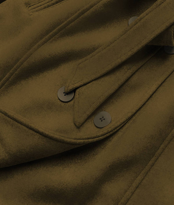 Elegancki płaszcz z futerkiem khaki