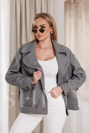 Szara kurtka z opuszczonymi ramionami