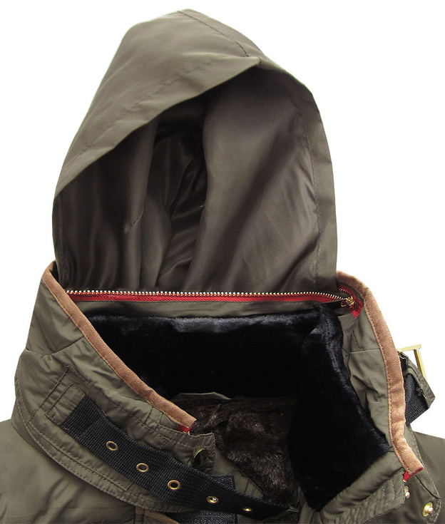 QUILTED HOODED JACKET KHAKI (WZ6636))