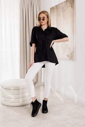 Stylowa czarna koszula z ozdobnymi plecami