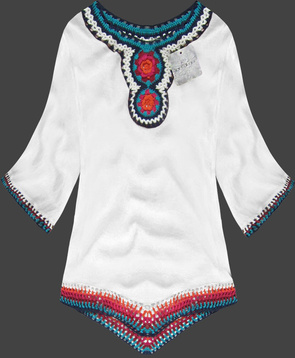 BLUZKA Z SZYDEŁKOWANYMI WSTAWKAMI BIAŁA (ART11)