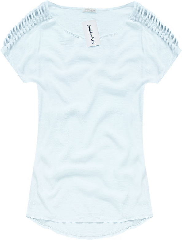 OPENWORK LACE SHOULDER TOP BABY BLUE (ART10)
