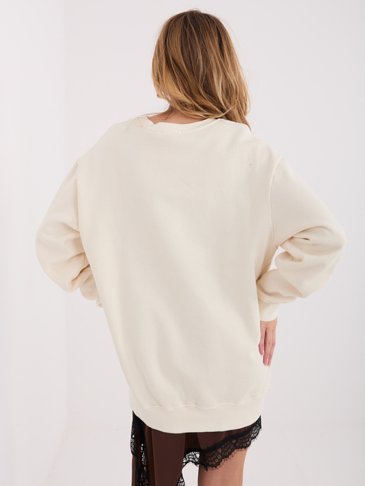 Ocieplana długa bluza basic ecru