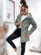 Lekka szarozielona kurtka damska z kapturem