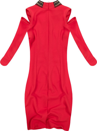COLD SHOULDER DRESS RED (7440)