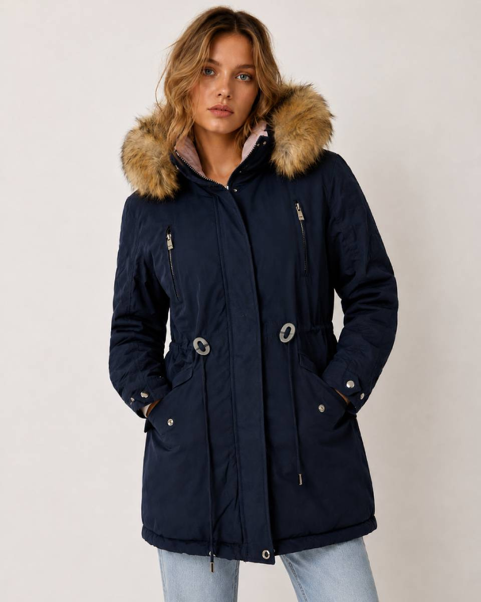 ZWEISEITIGE JACKE MIT KAPUZE MARINEBLAU-ROSA (W213)