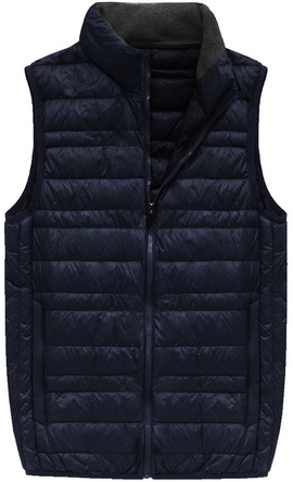 MĘSKA KAMIZELKA Z PUCHEM NATURALNYM GRANATOWA (5008)