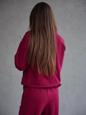 Bordowy bawełniany dres damski