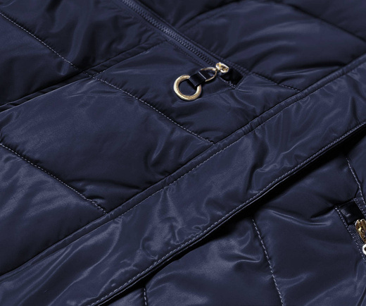 QUILTED HOODED JACKET NAVY BLUE (W732)