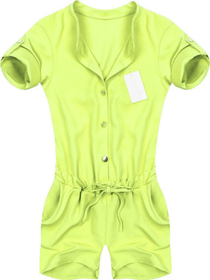 SHORT LEG STAND-UP COLLAR JUMPSUIT LIME (ART28)