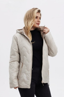 Jasnobeżowa kurtka plus size z kapturem