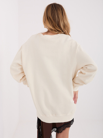 Ocieplana długa bluza basic ecru