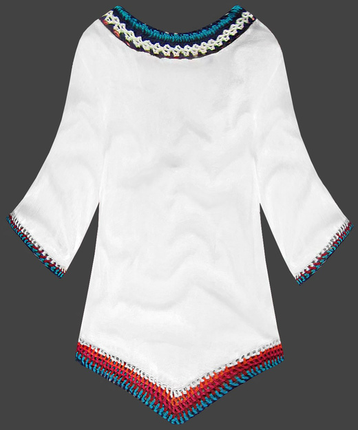 BLUZKA Z SZYDEŁKOWANYMI WSTAWKAMI BIAŁA (ART11)