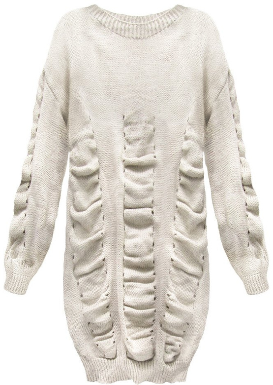 LONG GATHERED JUMPER BEIGE (181ART)
