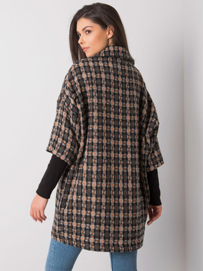 Szaro-pomarańczowy płaszcz z dzianiny