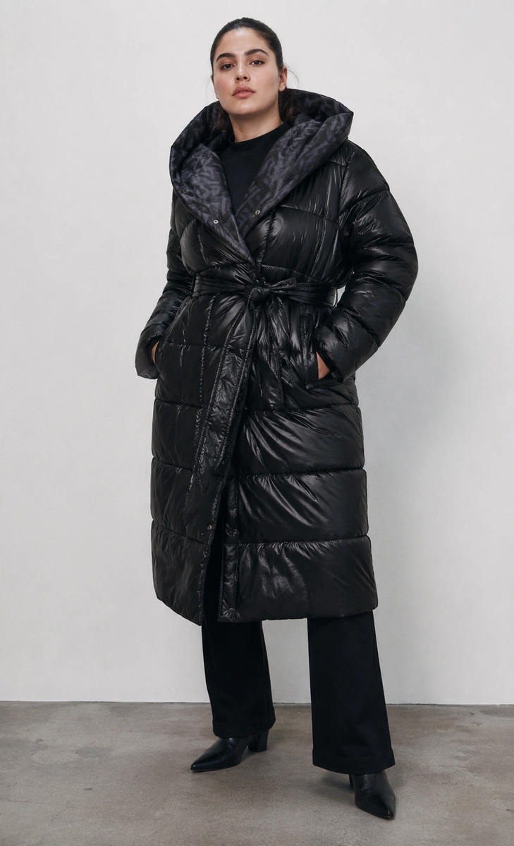 LONG JACKET WITH HOOD BLACK (PM7231)
