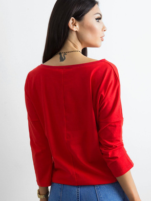 Uniwersalna czerwona bluzka z rękawem 3/4