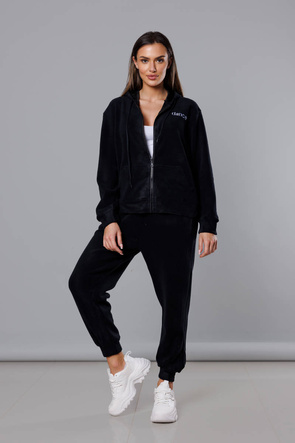 Polarowy komplet dresowy damski w kolorze czarnym