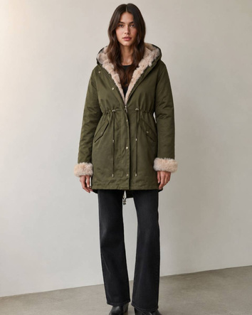 Parka zimowa z futrzaną podpinką army