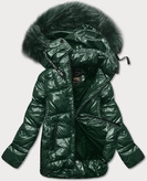 GLÄNZENDE GESTEPPTE DUNKELGRÜNE JACKE (7697)