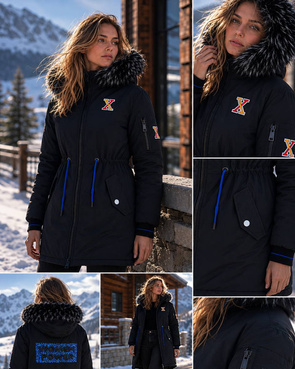 LÄNGERE JACKE MIT HAUBE SCHWARZ (M8-757)