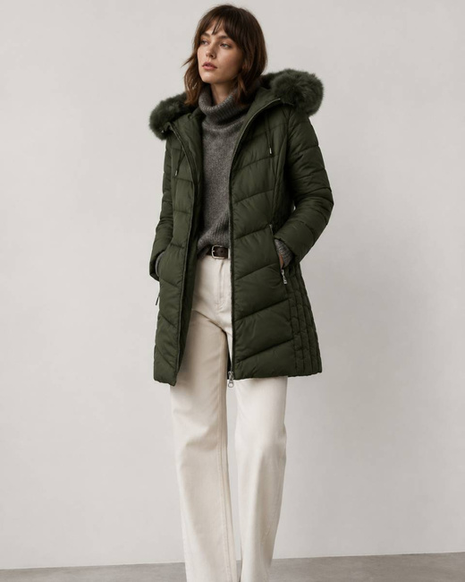 LANGE STEPPJACKE KHAKI (7689)