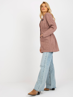 Damski płaszcz narzutka w kolorze brudnoróżowym