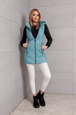 Kamizelka turkusowa z kapturem