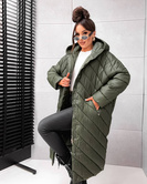 Pikowana khaki kurtka zimowa oversize