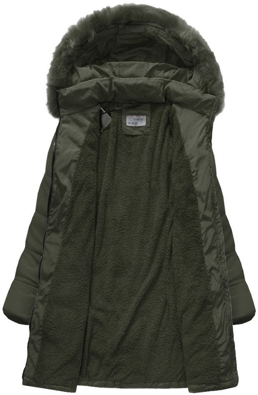 PIKOWANA KURTKA Z KAPTUREM KHAKI (B1052-30)