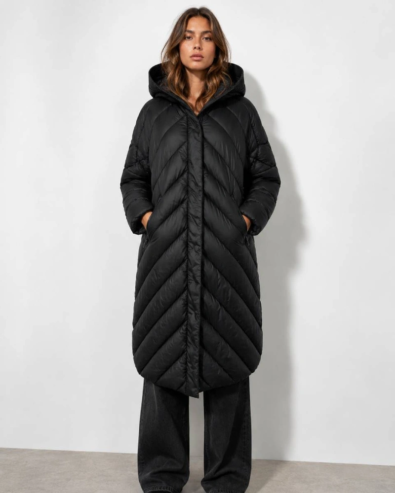 LANGE JACKE MIT HAUBE SCHWARZ (PM7231)