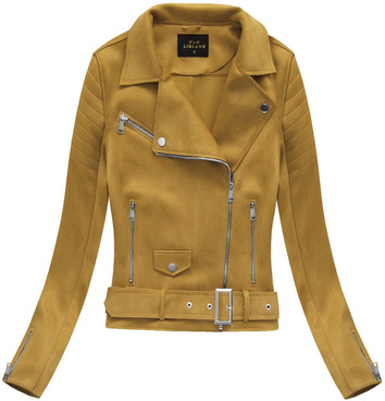 WILDLEDER BIKERJACKE MIT SCHNALLE SENF (6002)