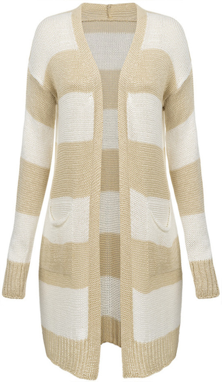 LONGPULLOVER MIT TASCHEN WEIß-BEIGE (112ART)