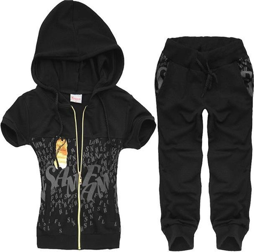 KRÓTKI KOMPLET DRESOWY CZARNY (6610#)