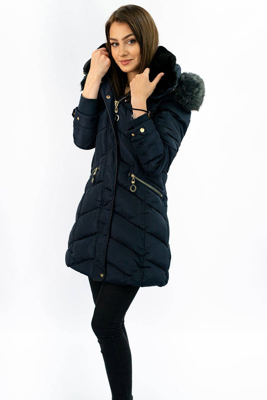 STEPPJACKE MIT KAPUZE MARINEBLAU (W732)