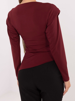 Bordowa bluzka z poduszkami na ramionach