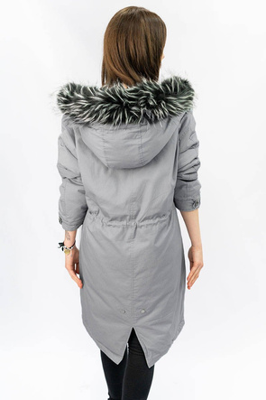 NATURDAUNE BAUMWOLLE WINTER PARKA MIT KAPUZE GRAU (7085)